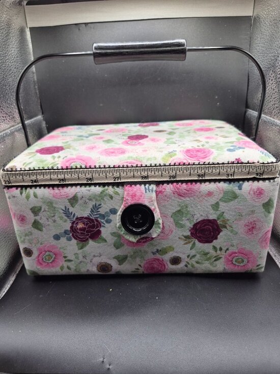 Other - Floral Sewing Box Handle Tray Compartments Organizer For Craft Supplies